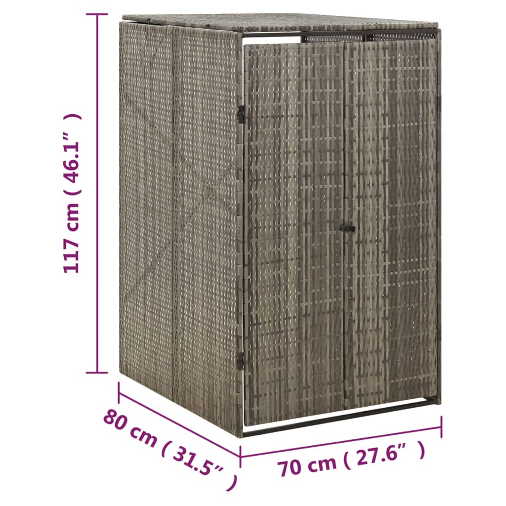 vidaXL Spremište za kantu za smeće sivo 70 x 80 x 117 cm od poliratana