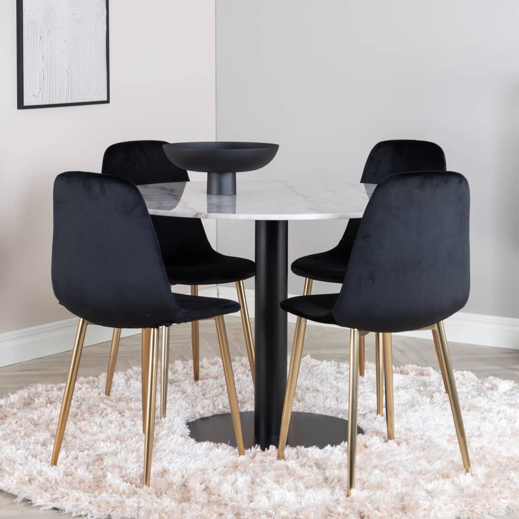 Venture Home blagovaonske stolice 2 kom Polar baršunaste crno-mjedene