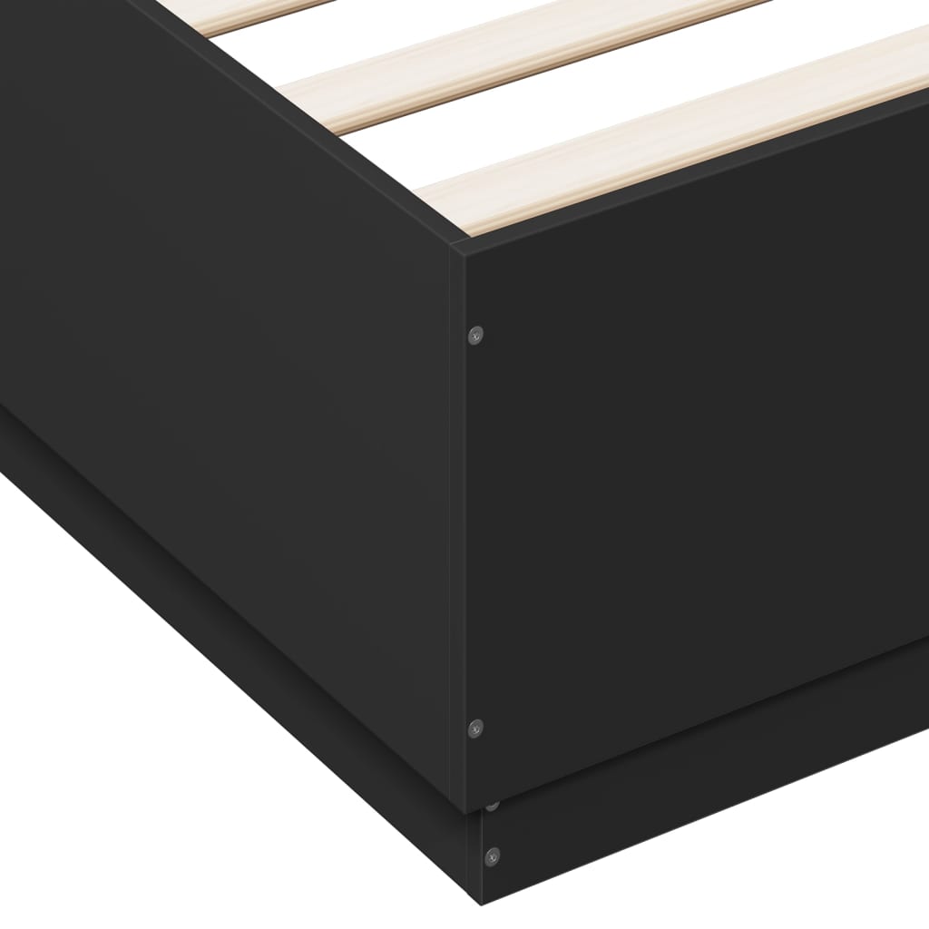 vidaXL Okvir kreveta s LED svjetlima crni 150 x 200 cm drveni