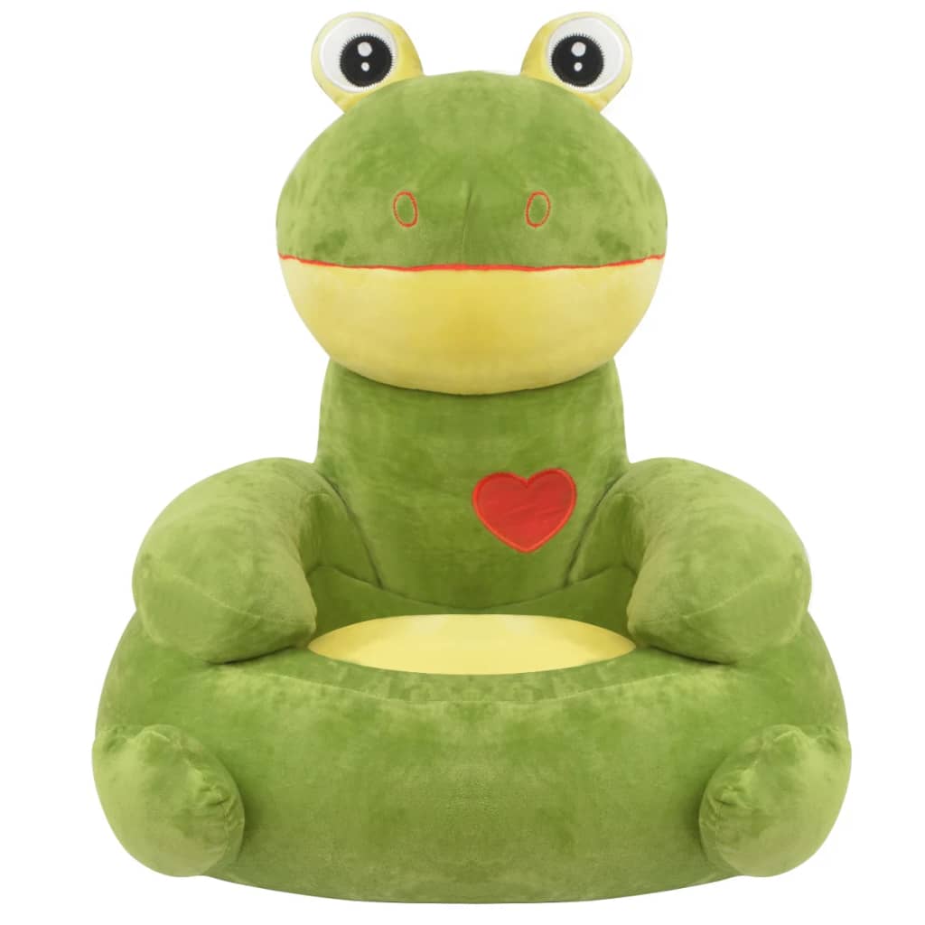 vidaXL Plišana dječja fotelja u obliku žabe zelena