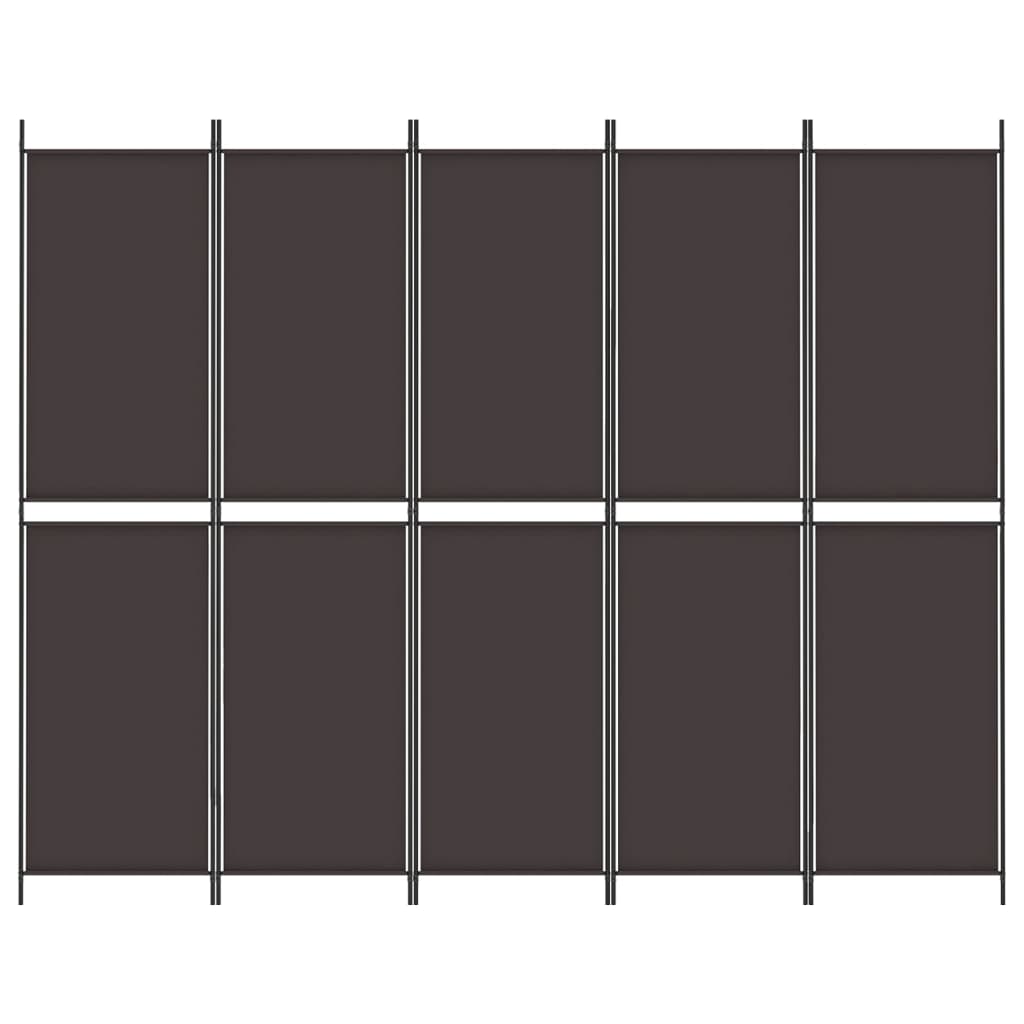 vidaXL Sobna pregrada s 5 panela smeđa 250 x 200 cm od tkanine