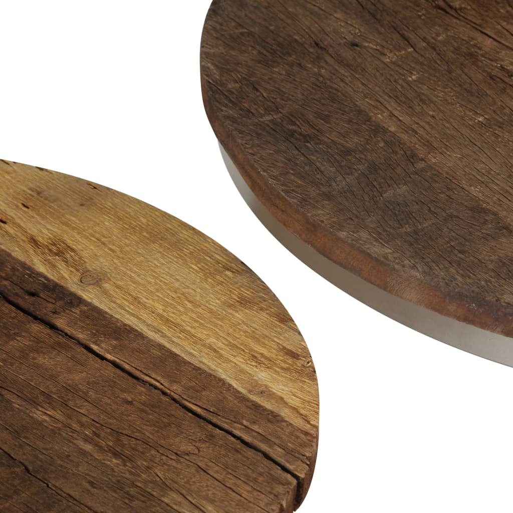 vidaXL Dvodijelni set stolića za kavu od obnovljenog drva i čelika