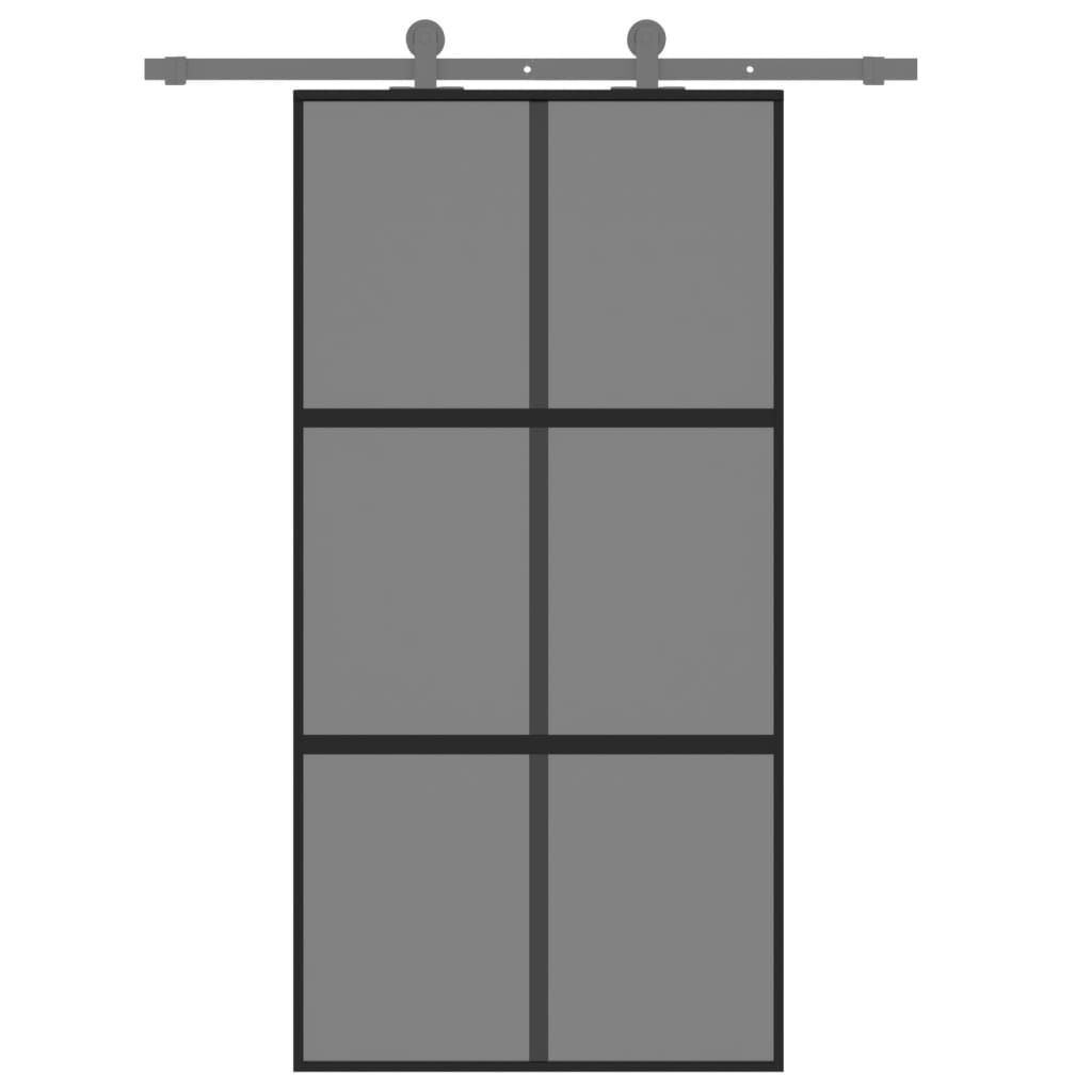 vidaXL Klizna vrata crna 102,5x205 cm od kaljenog stakla i aluminija