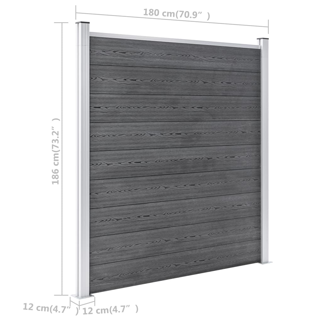 vidaXL Vrtna ograda od WPC-a 699 x 186 cm siva