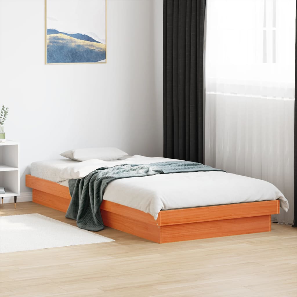 vidaXL LED okvir kreveta voštano smeđi 90 x 190 cm od masivne borovine
