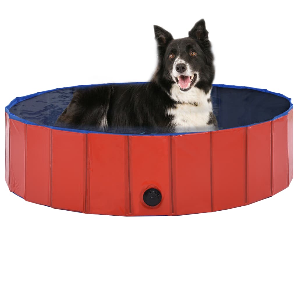 vidaXL Sklopivi bazen za pse crveni 120 x 30 cm PVC