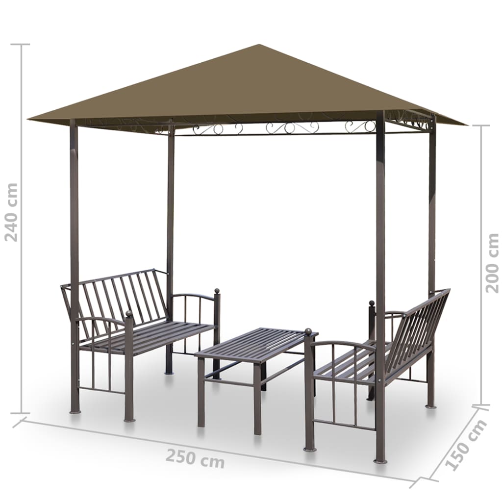 vidaXL Vrtni paviljon sa stolom 2,5 x 1,5 x 2,4 m smeđe-sivi 180 g/m²