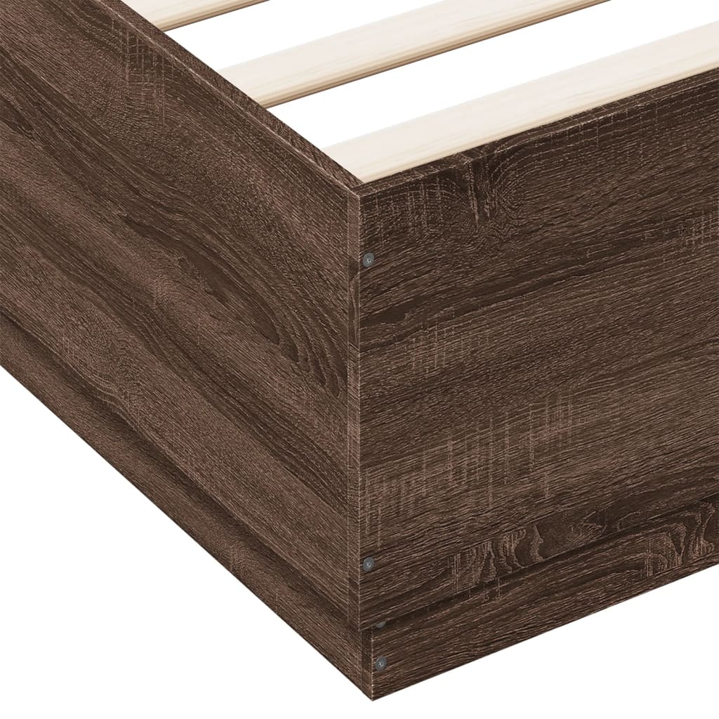 vidaXL Okvir za krevet s LED svjetlima boja hrasta 140 x 200 cm drveni
