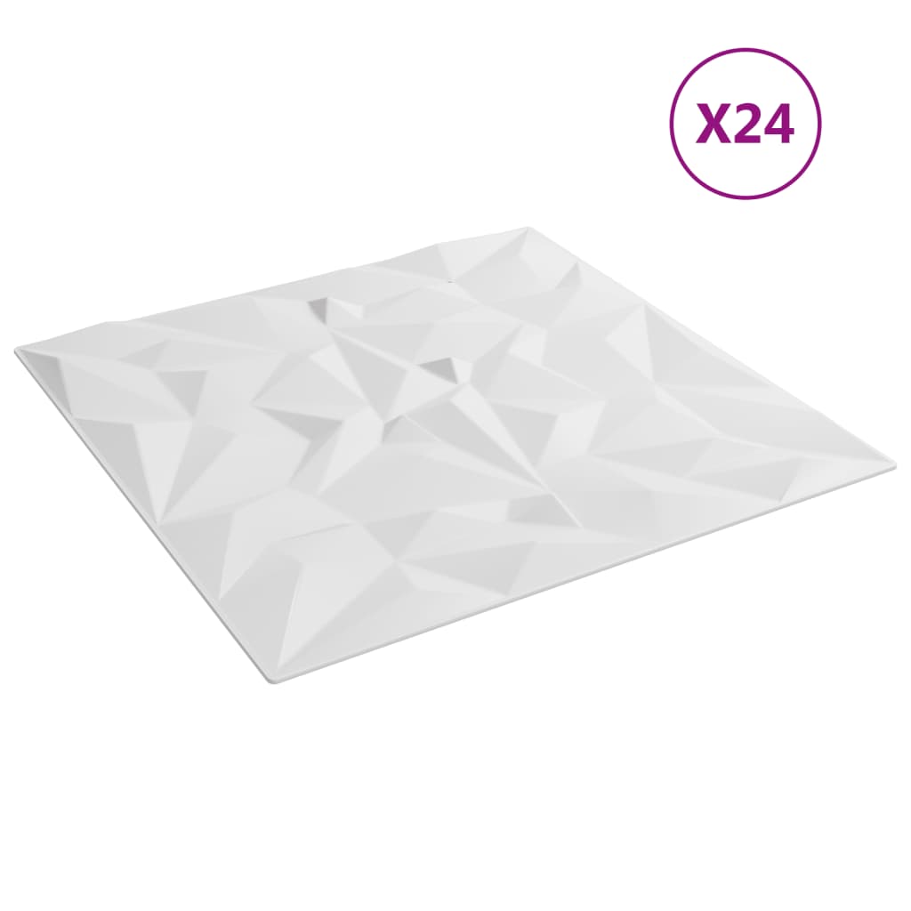 vidaXL Zidni paneli 24 kom bijeli 50 x 50 cm XPS 6 m² uzorak ametista