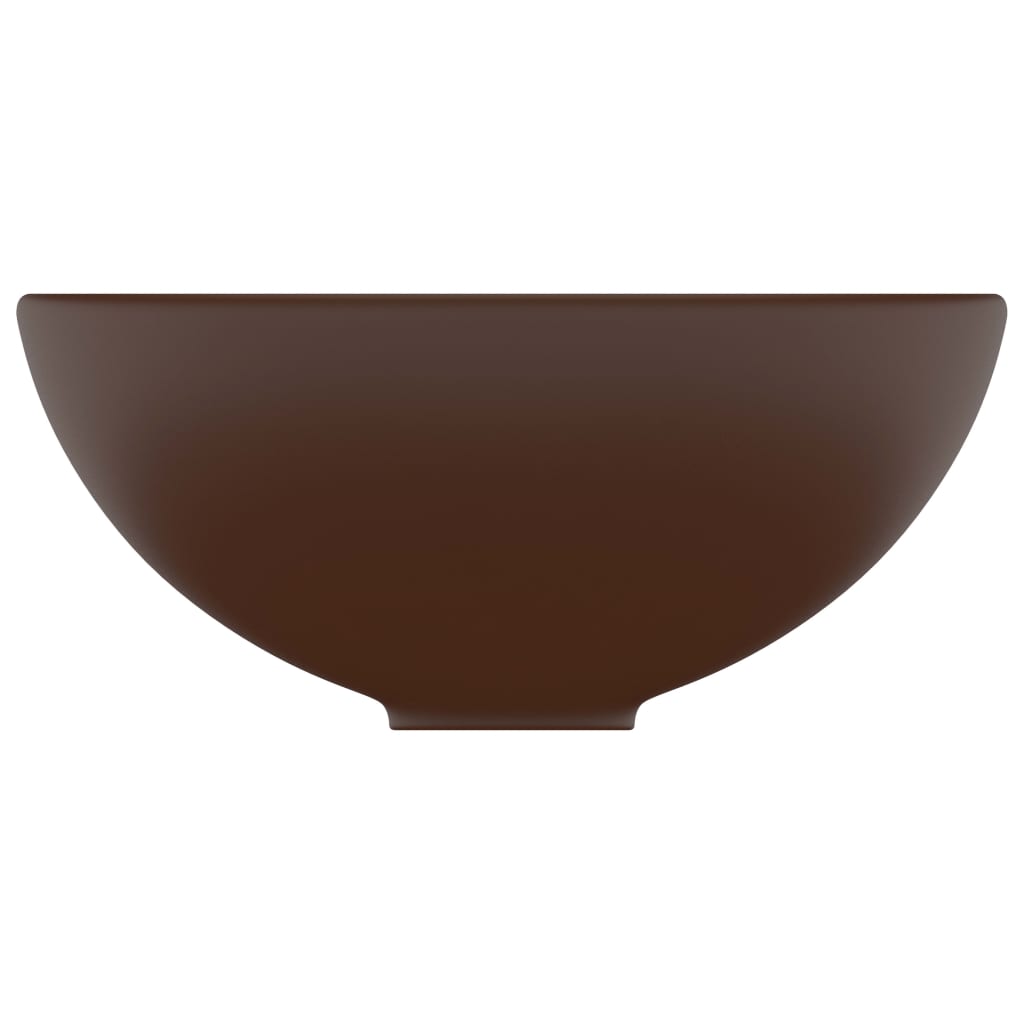 vidaXL Luksuzni okrugli umivaonik mat tamnosmeđi 32,5x14 cm keramički