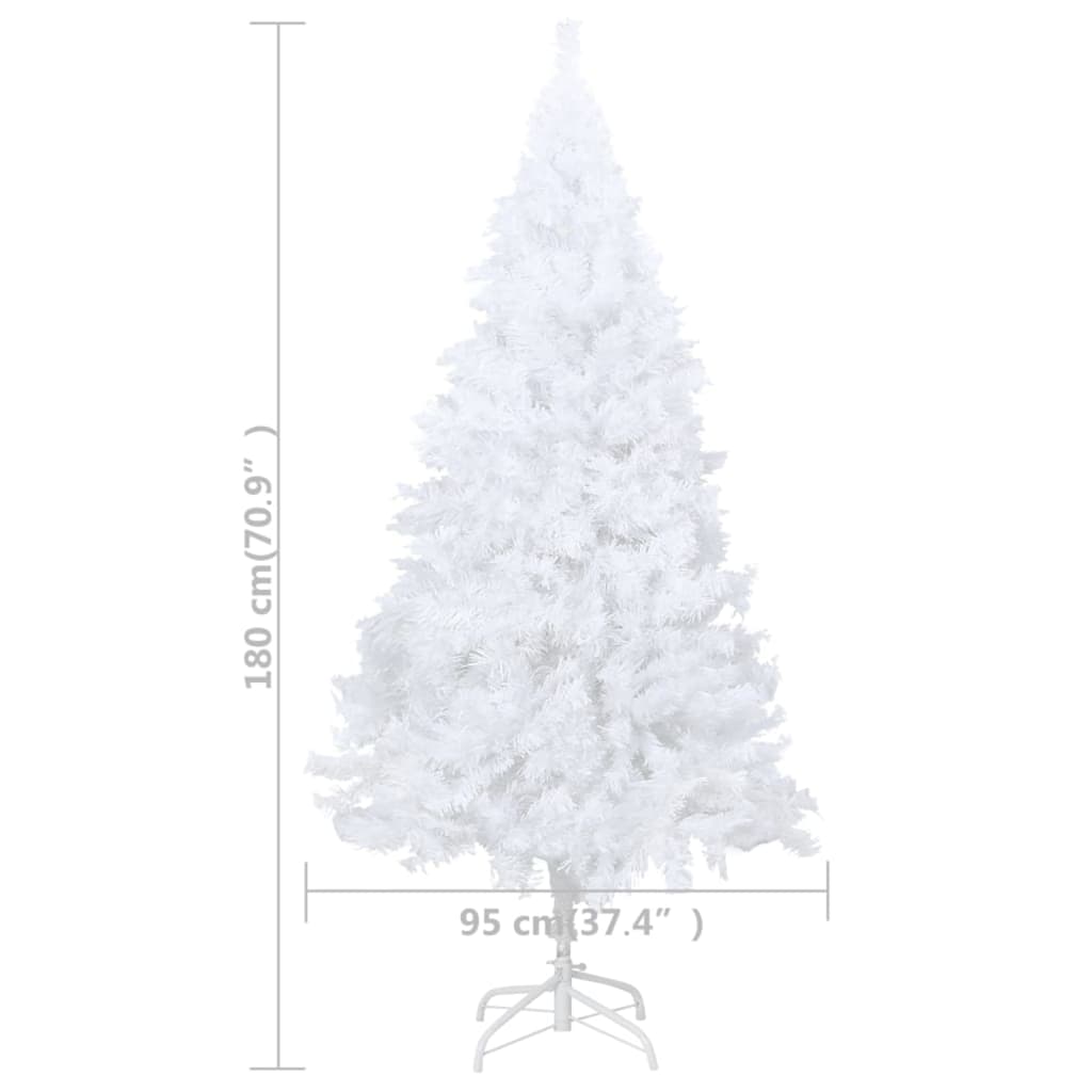 vidaXL Umjetno osvijetljeno božićno drvce gustih grana bijelo 180 cm
