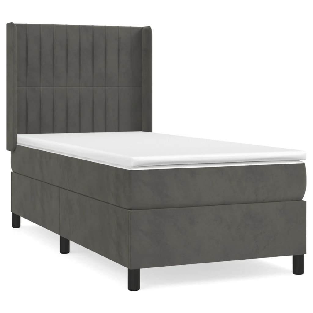 vidaXL Box spring krevet s madracem tamnosivi 100x200 cm baršunasti