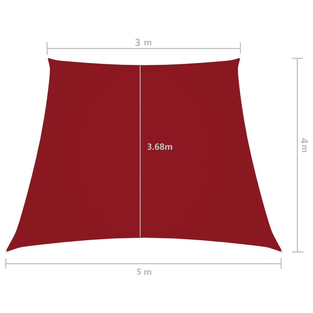 vidaXL Jedro protiv sunca od tkanine Oxford trapezno 3/5 x 4 m crveno