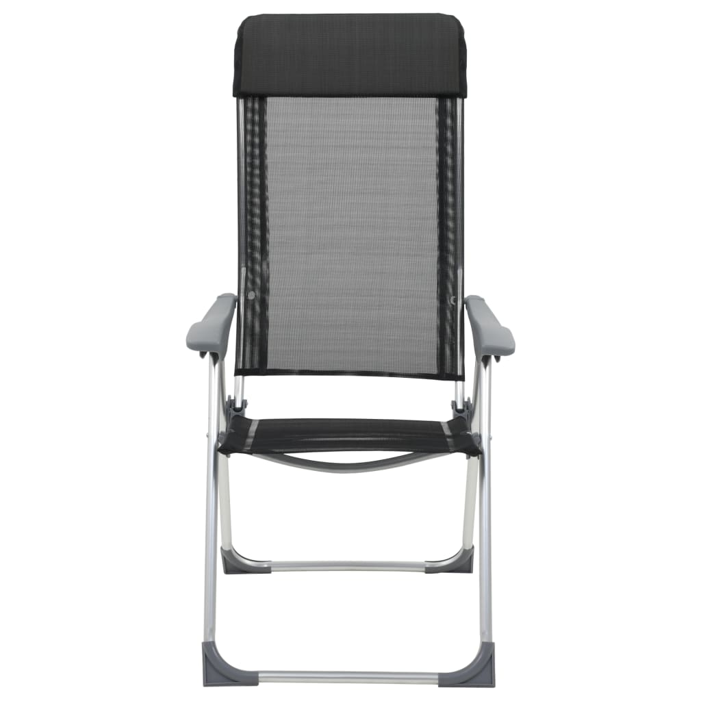 vidaXL Sklopive stolice za kampiranje 4 kom crne aluminijske