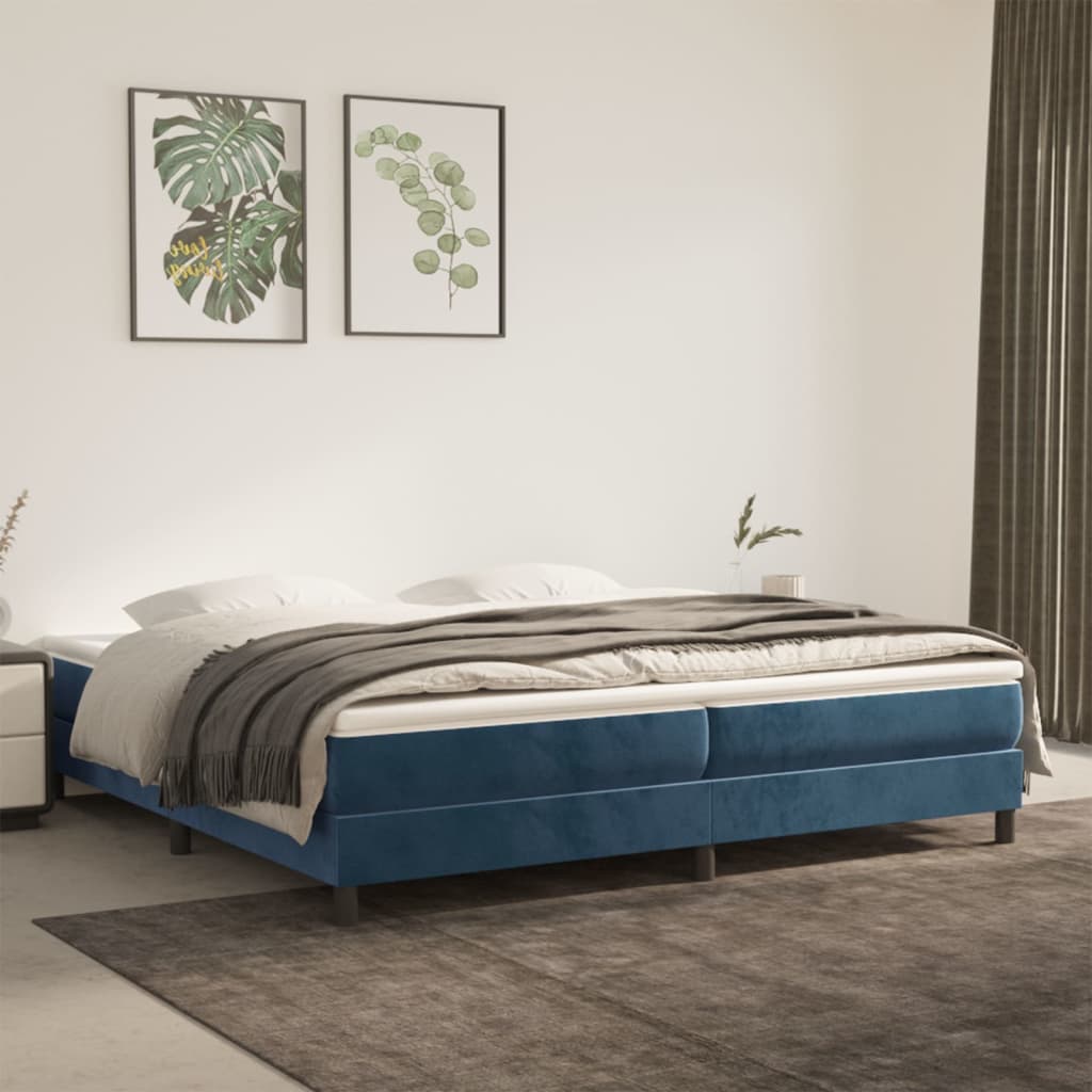 vidaXL Okvir za krevet s oprugama tamnoplavi 200x200 cm baršunasti