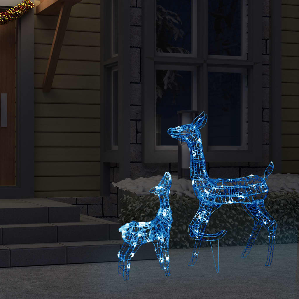 vidaXL Akrilna ukrasna božićna obitelj sobova 160 LED plava