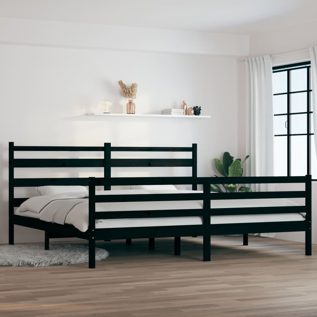 vidaXL Okvir za krevet od masivne borovine 200 x 200 cm crni