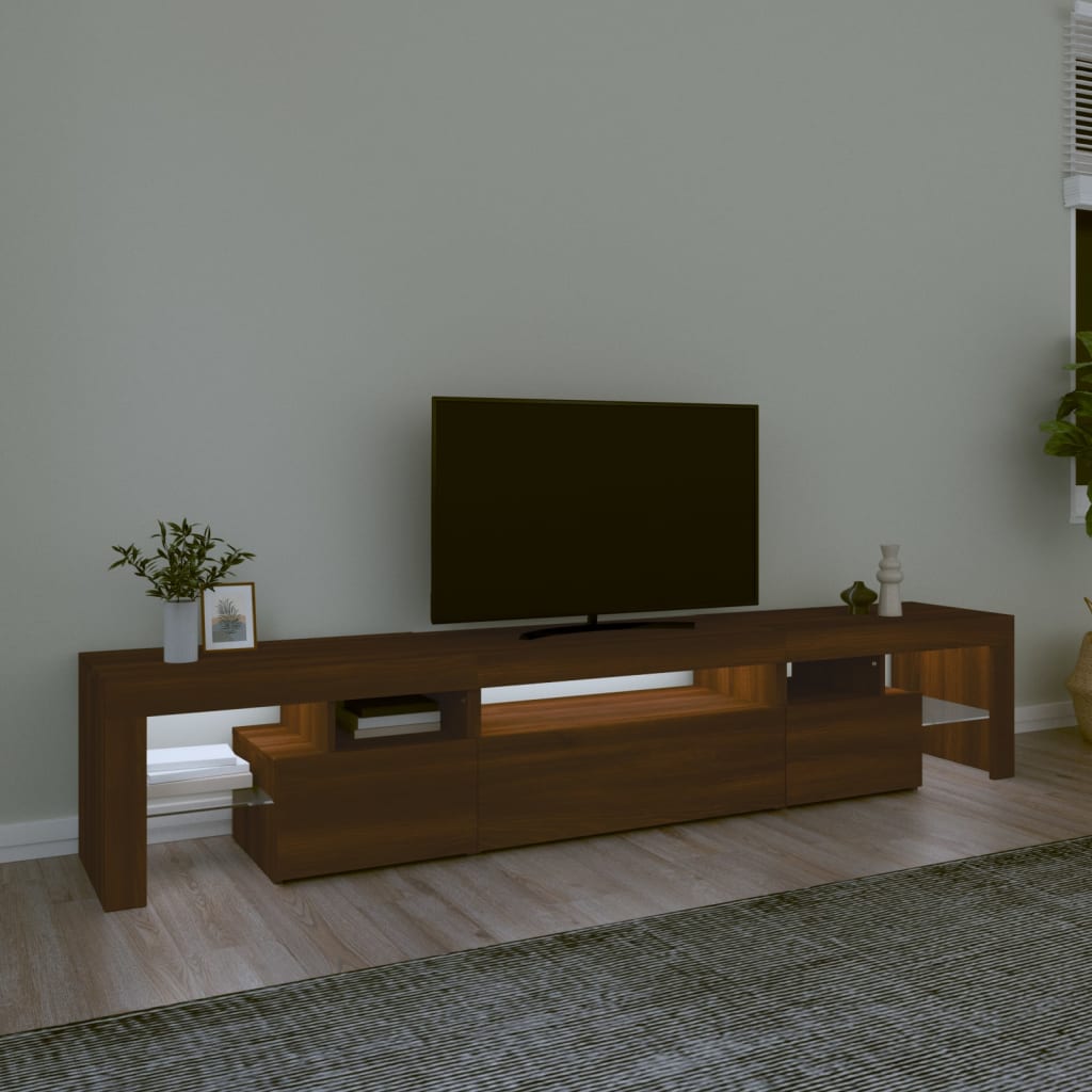 vidaXL TV ormarić s LED svjetlima boja smeđeg hrasta 215x36,5x40 cm