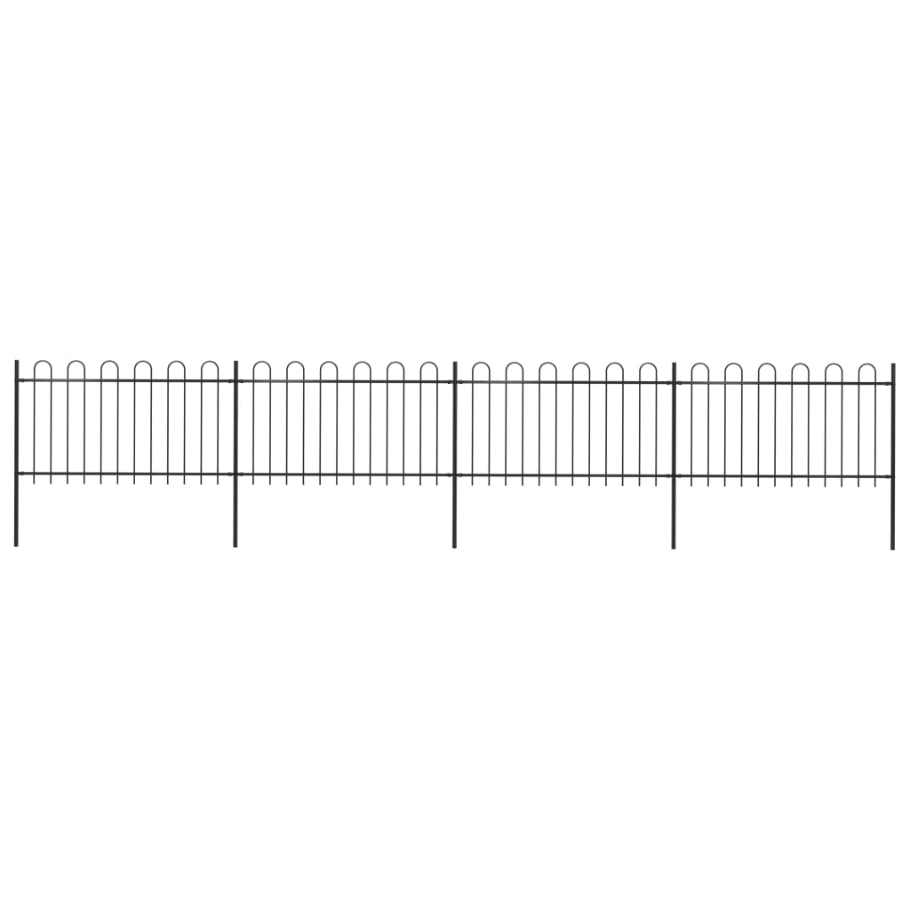 vidaXL Vrtna ograda s ukrasnim lukovima čelična 6,8 x 1 m crna