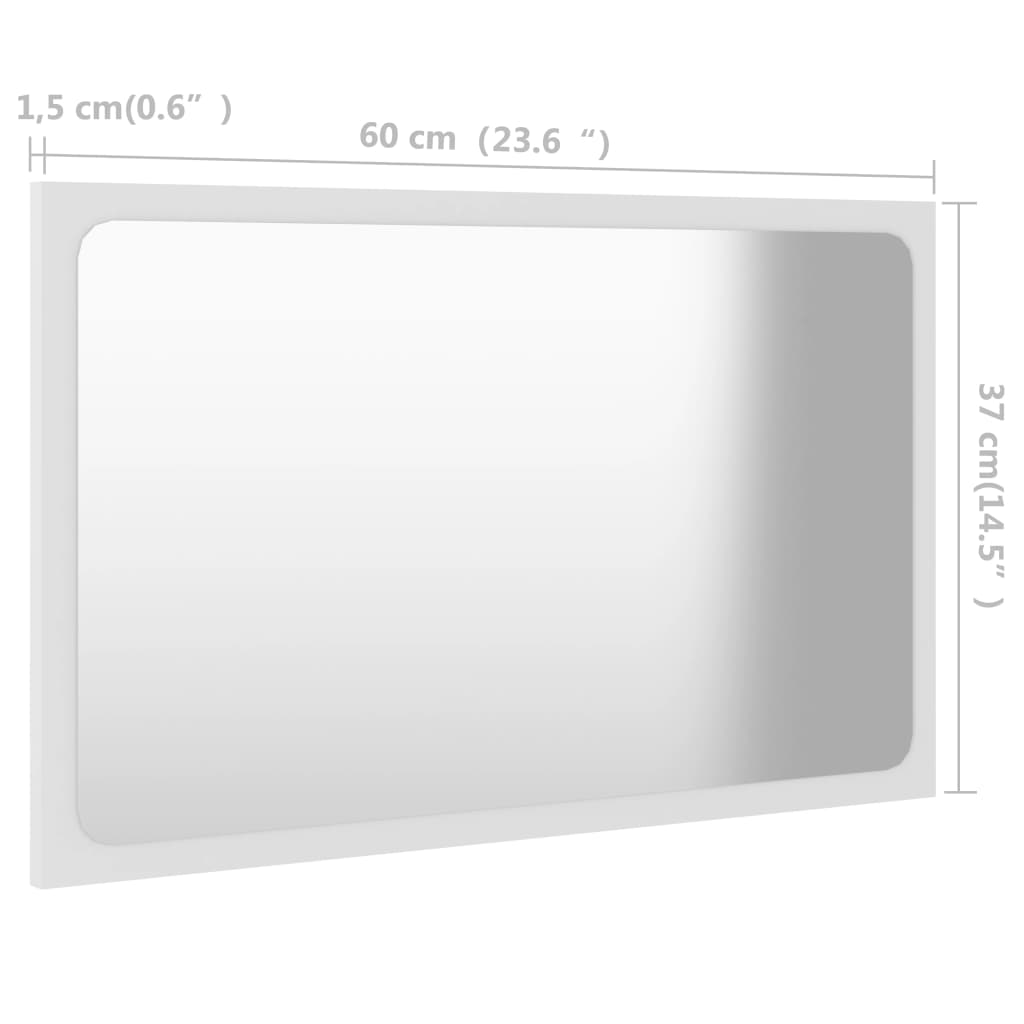 vidaXL Kupaonsko ogledalo bijelo 60 x 1,5 x 37 cm konstruirano drvo