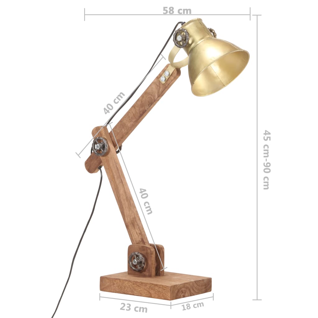 vidaXL Industrijska stolna svjetiljka mjedena okrugla 58x18x90 cm E27