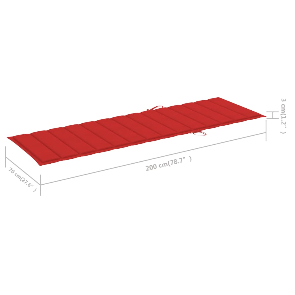 vidaXL Dvostruka ležaljka s crvenim jastucima od impregnirane borovine