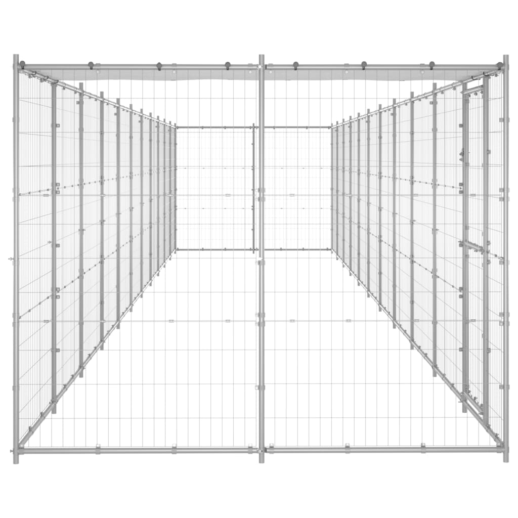 vidaXL Vanjski kavez za pse od pocinčanog čelika s krovom 26,62 m²