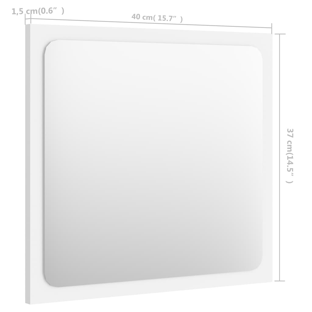 vidaXL Kupaonsko ogledalo bijelo 40 x 1,5 x 37 cm konstruirano drvo