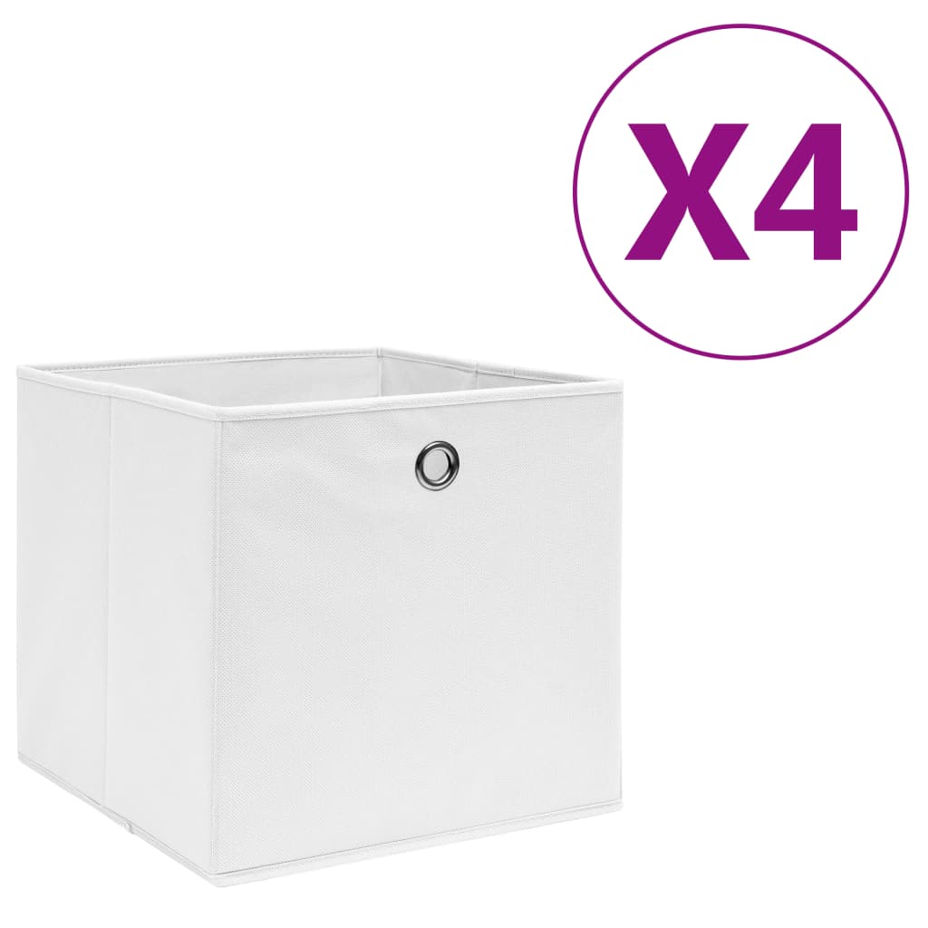 vidaXL Kutije za pohranu od netkane tkanine 4 kom 28x28x28 cm bijele