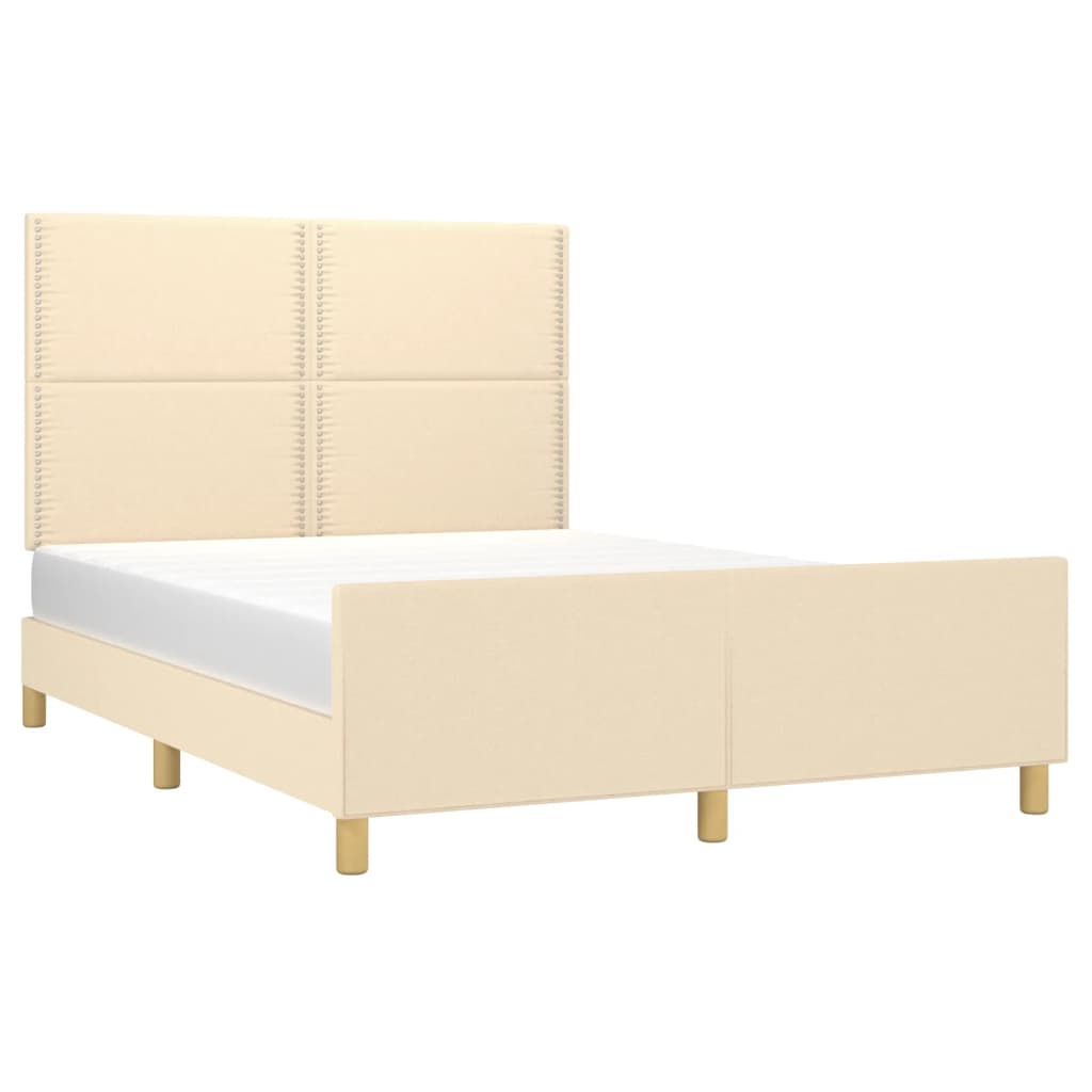 vidaXL Okvir za krevet s uzglavljem krem 140x190 cm od tkanine