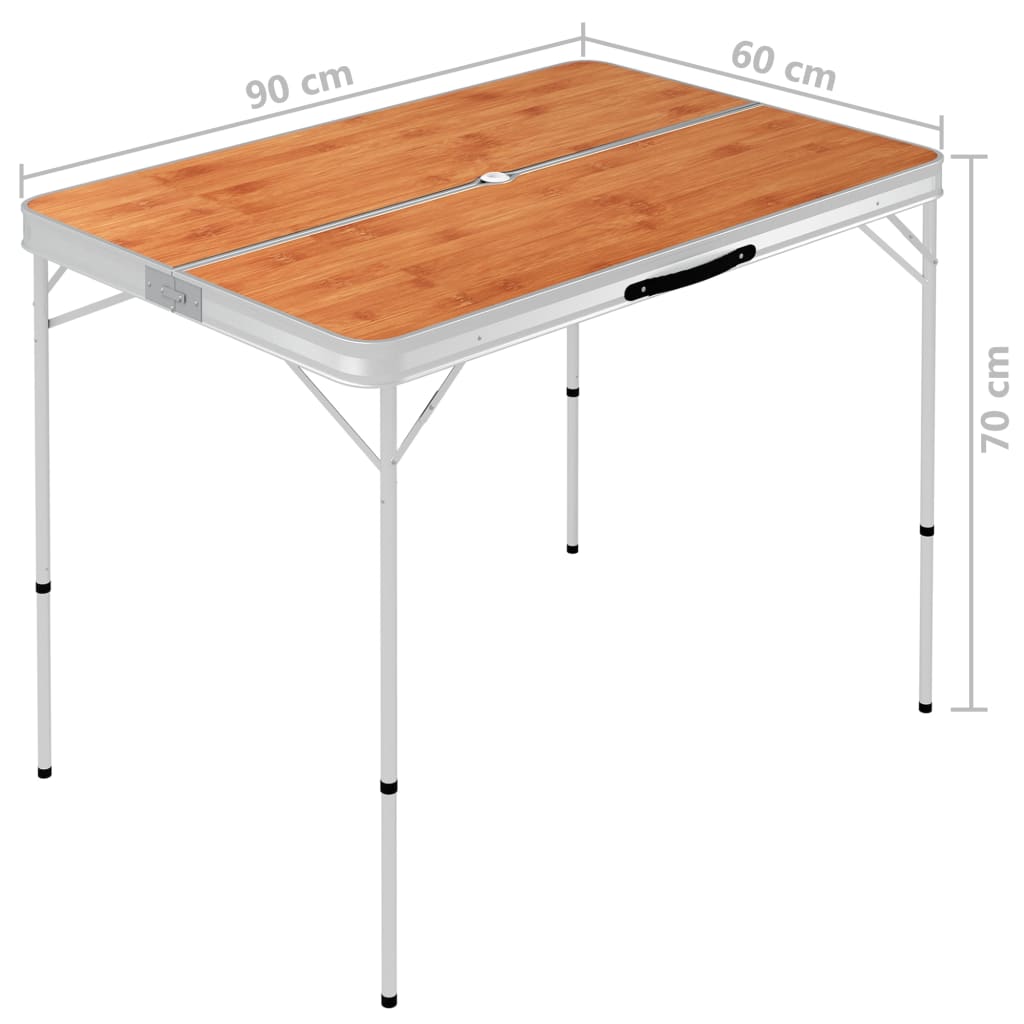 vidaXL Sklopivi stol za kampiranje s 2 klupe aluminijski smeđi