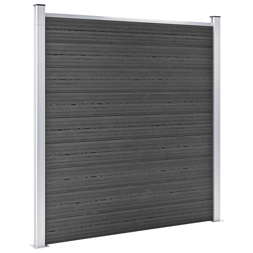 vidaXL Set panela za ogradu WPC 699 x 186 cm crni