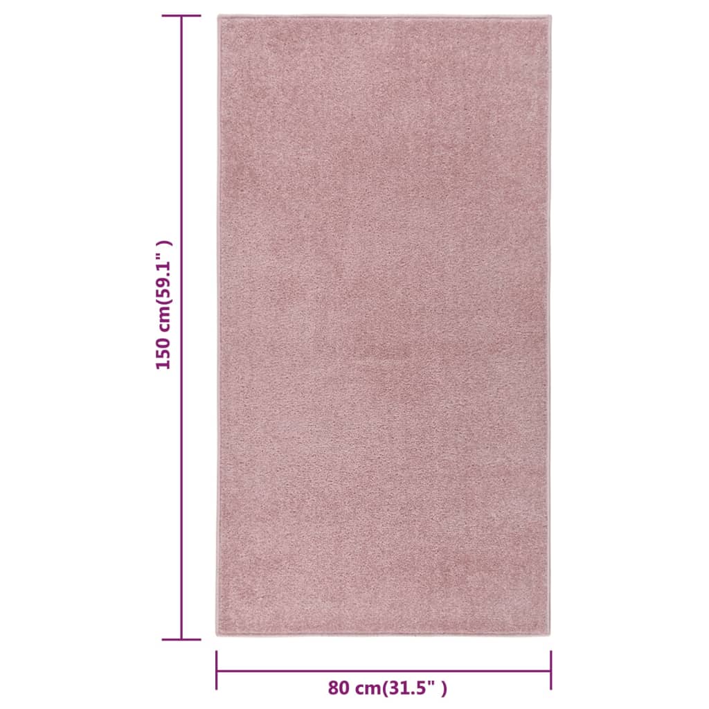 vidaXL Tepih s kratkim vlaknima 80 x 150 cm ružičasti