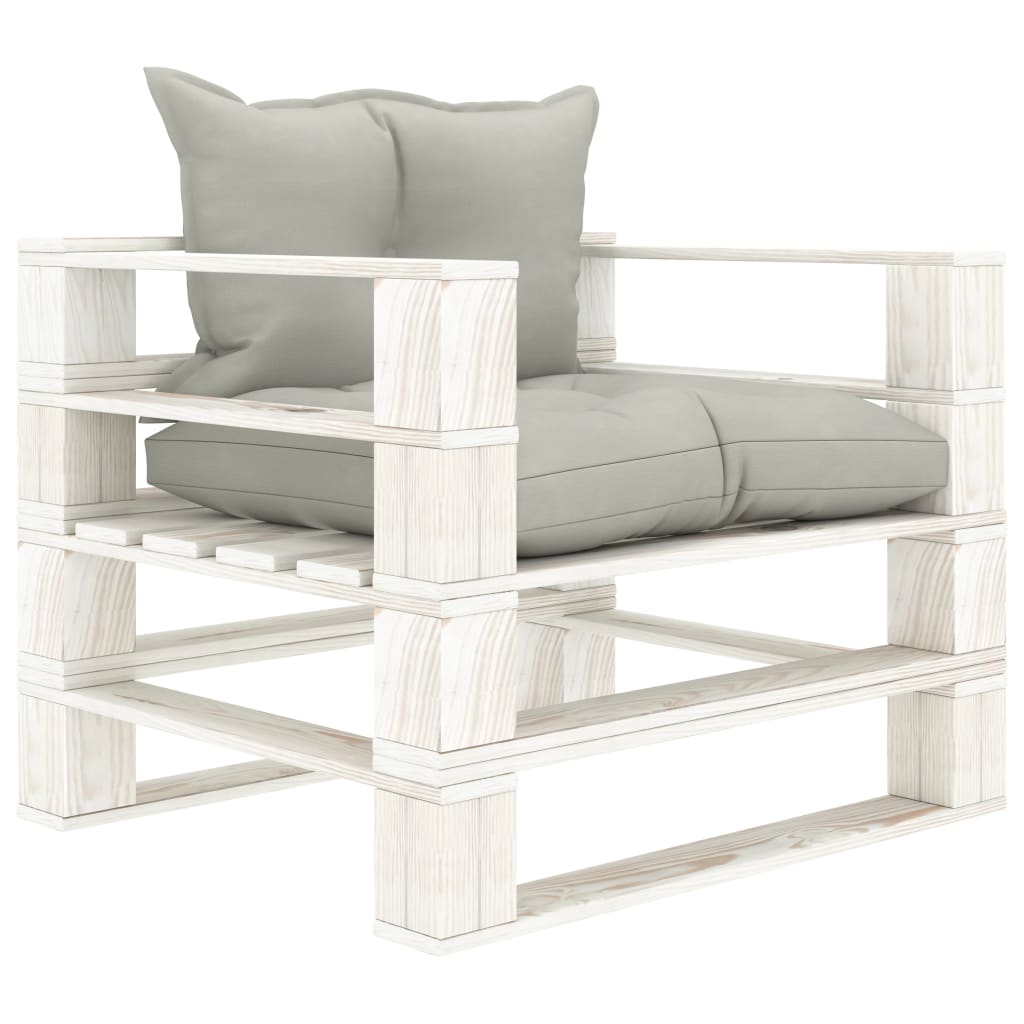 vidaXL Vrtna sofa od paleta sa smeđesivim jastucima drvena