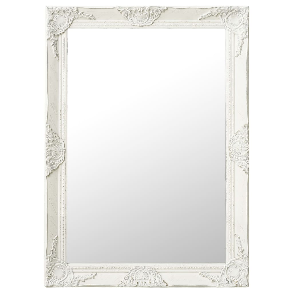 vidaXL Zidno ogledalo u baroknom stilu 60 x 80 cm bijelo