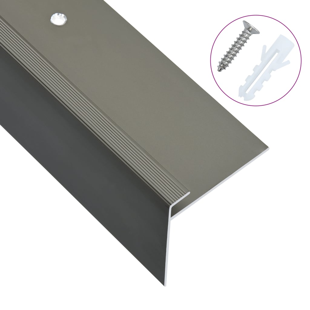 vidaXL Rubnjaci za stepenice F-oblika 15 kom aluminijski 100 cm smeđi