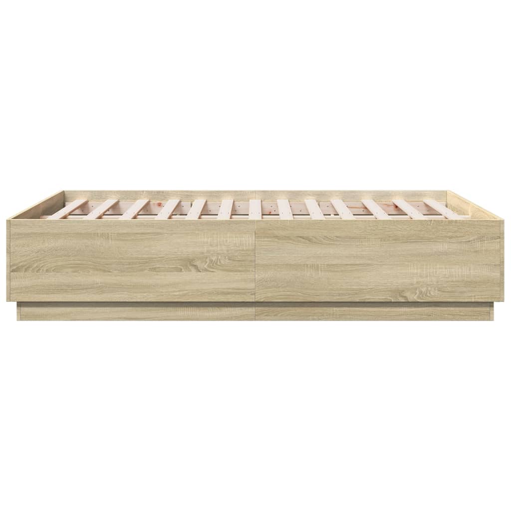 vidaXL Okvir za krevet boja hrasta 135x190 cm od konstruiranog drva