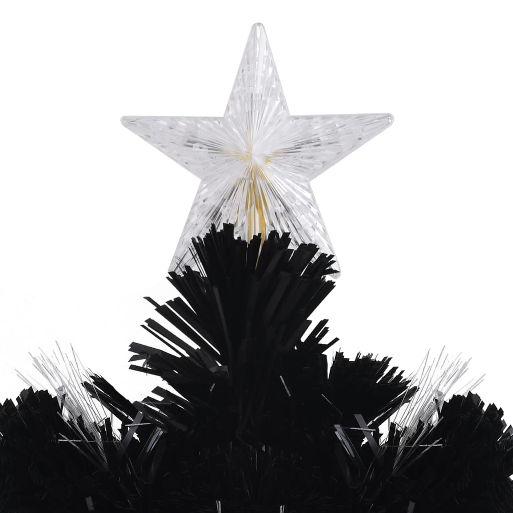 vidaXL Božićno drvce s LED pahuljama crno 150 cm od optičkih vlakana