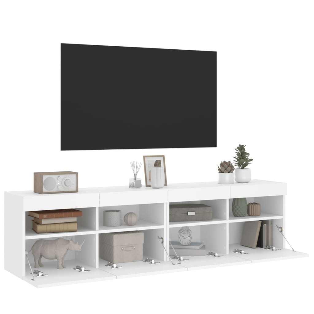 vidaXL Zidni TV ormarići s LED svjetlima 2 kom bijeli 80 x 30 x 40 cm
