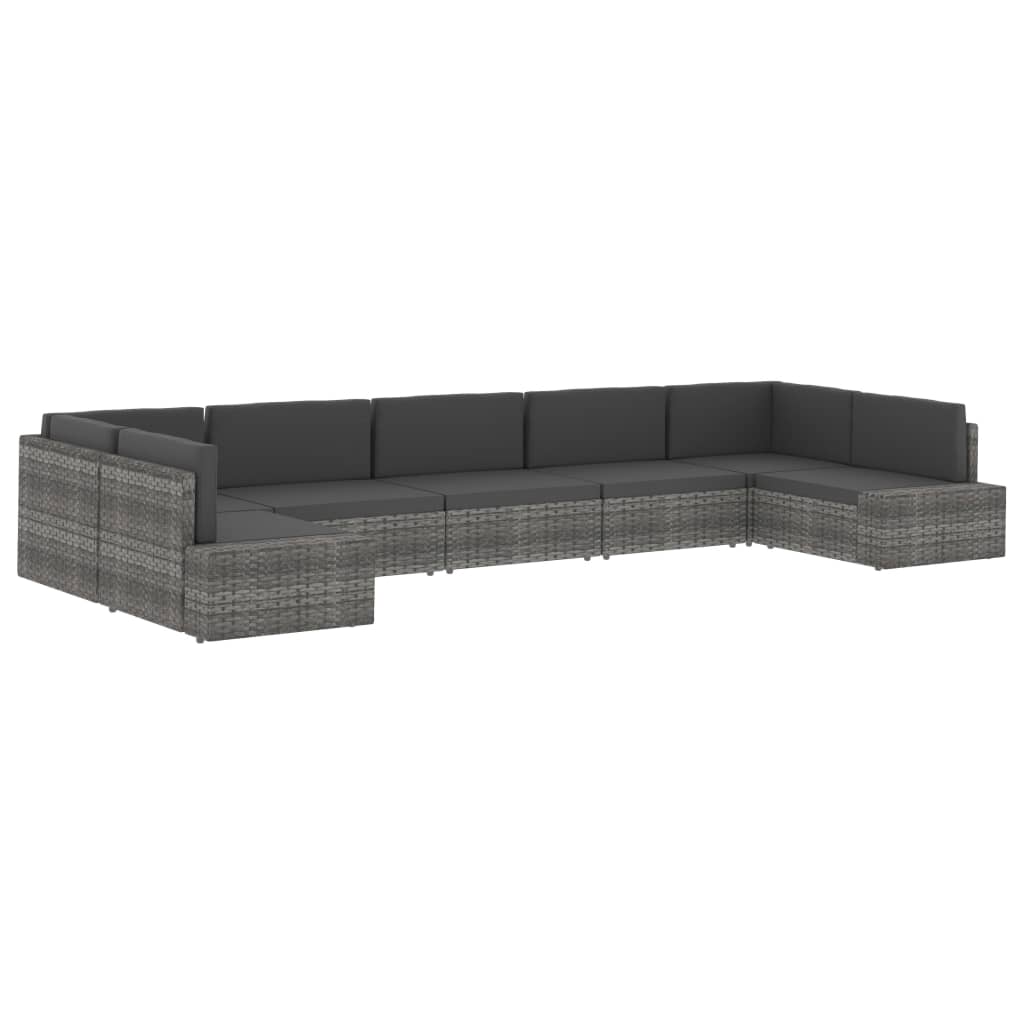 vidaXL Modularna kutna sofa od poliratana s desnim naslonom crna