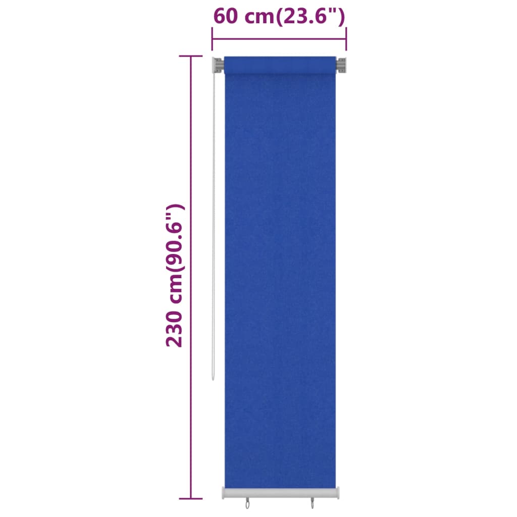 vidaXL Vanjska roleta za zamračivanje 60 x 230 cm plava HDPE