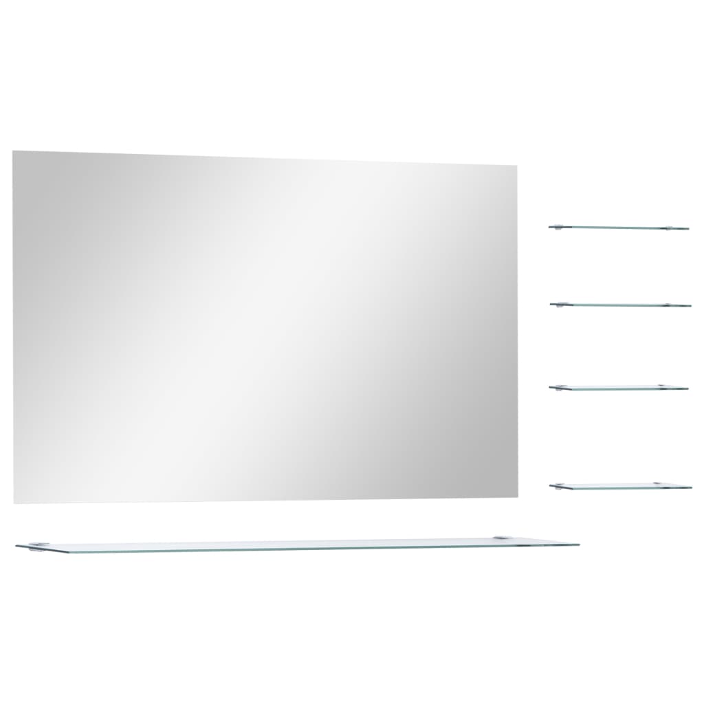 vidaXL Zidno ogledalo s 5 polica srebrno 100 x 60 cm