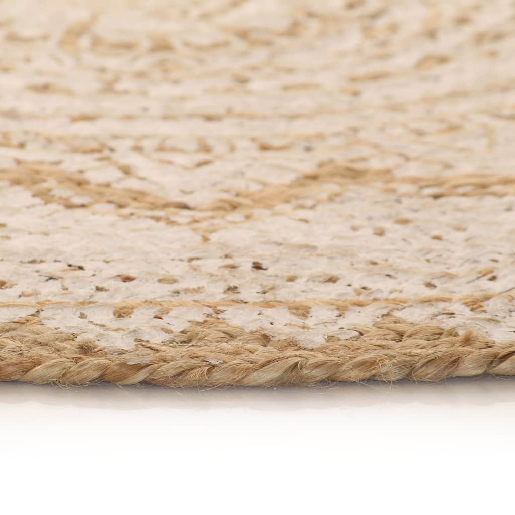 vidaXL Ukrasni pleteni tepih od jute s uzorkom 240 cm okrugli