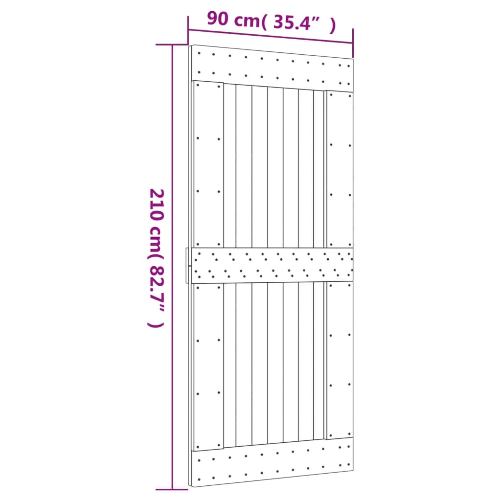 vidaXL Klizna vrata s priborom za montažu 90 x 210 cm masivna borovina