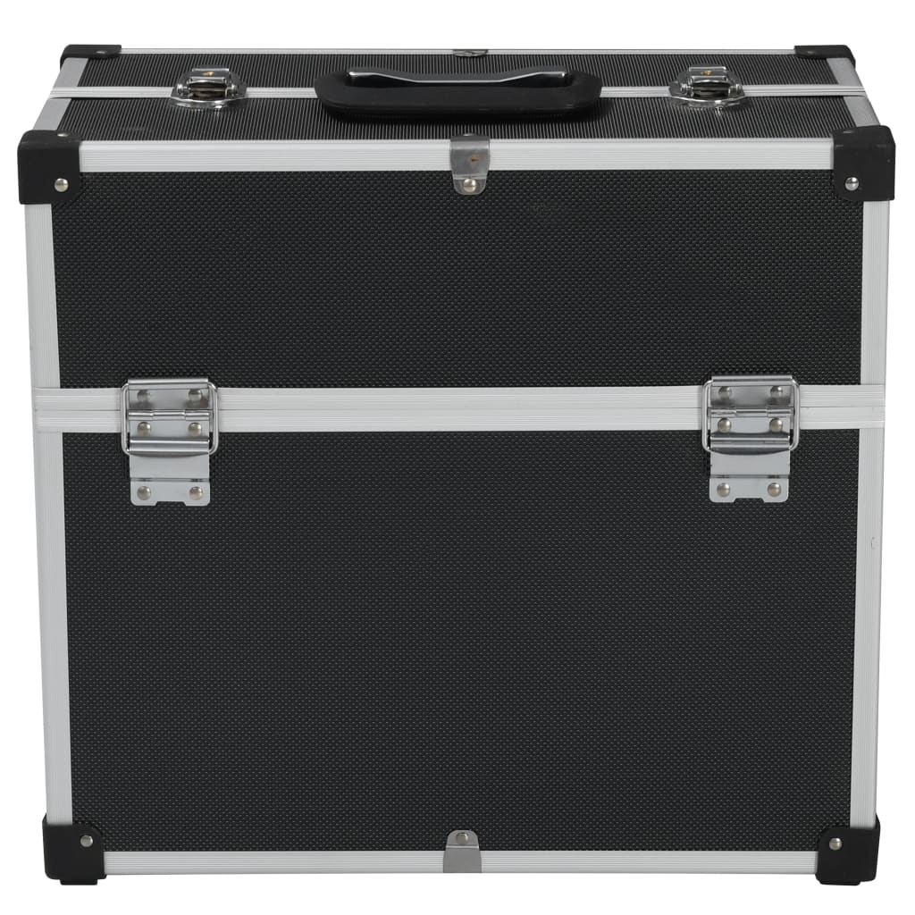 vidaXL Kovčeg za alat 38 x 22,5 x 34 cm crni aluminijski