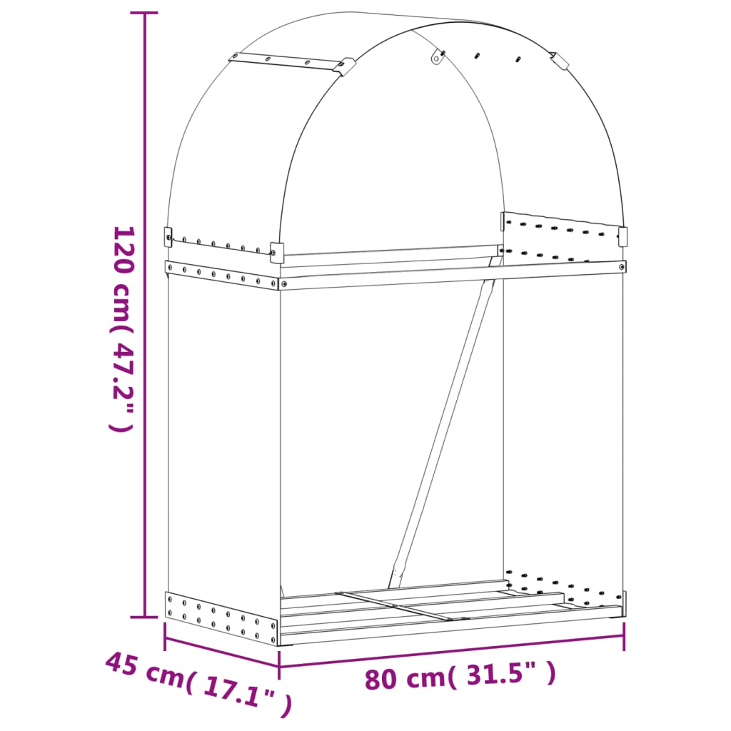 vidaXL Držač za cjepanice svjetlosivi 80 x 45 x 120 cm pocinčani čelik