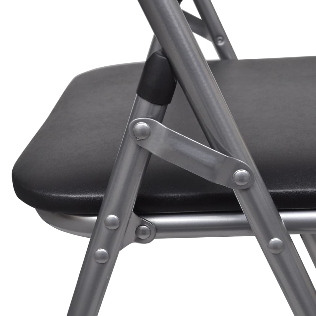 vidaXL Sklopive blagovaonske stolice od umjetne kože i čelika 6 kom crne