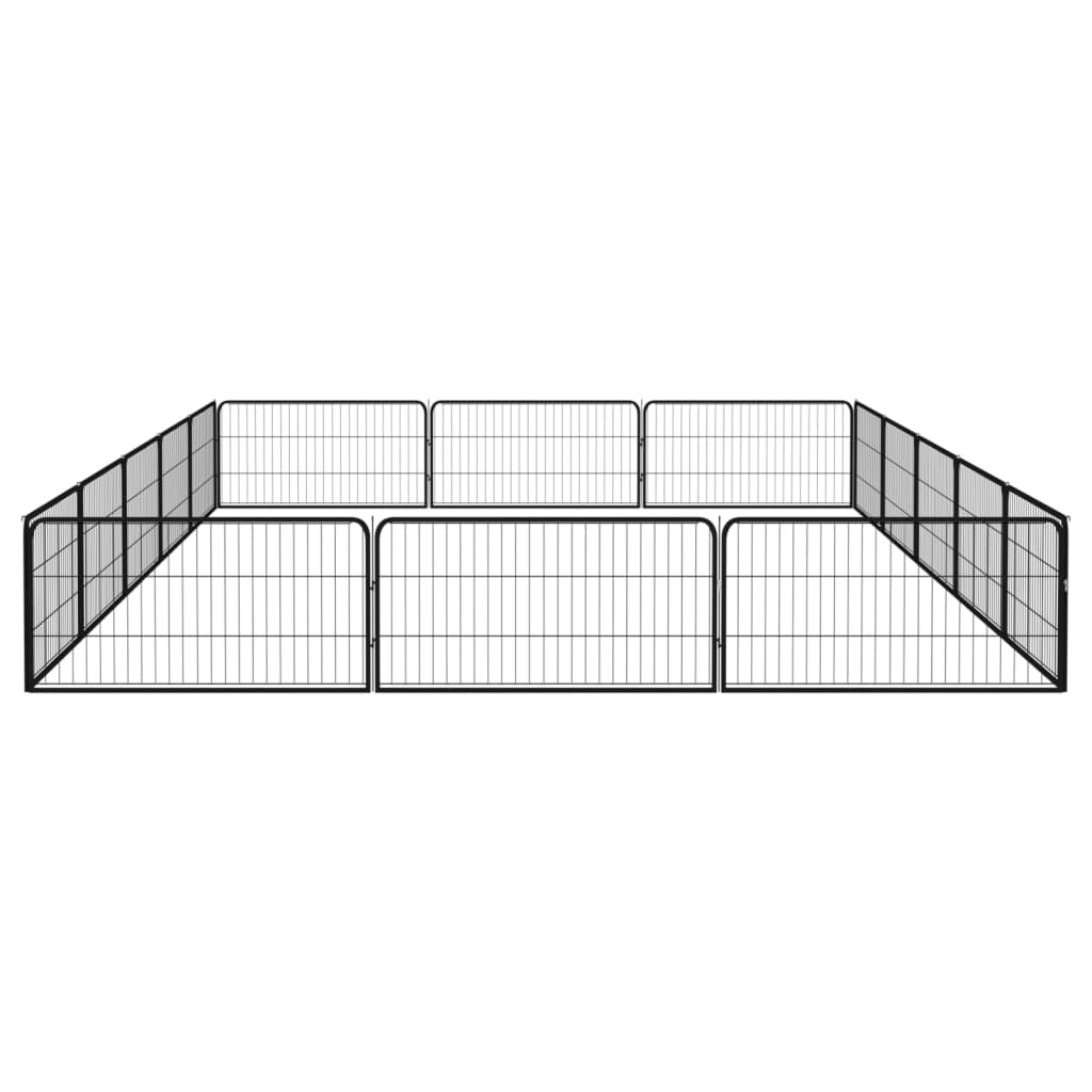 vidaXL Ograda za pse s 16 panela crna 100 x 50 cm čelik obložen prahom