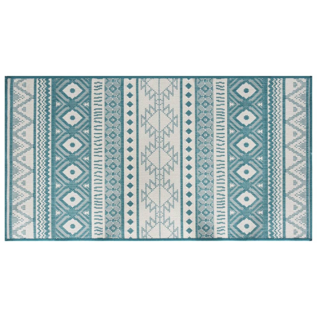 vidaXL Vanjski tepih boja vode i bijeli 100x200 cm reverzibilni dizajn