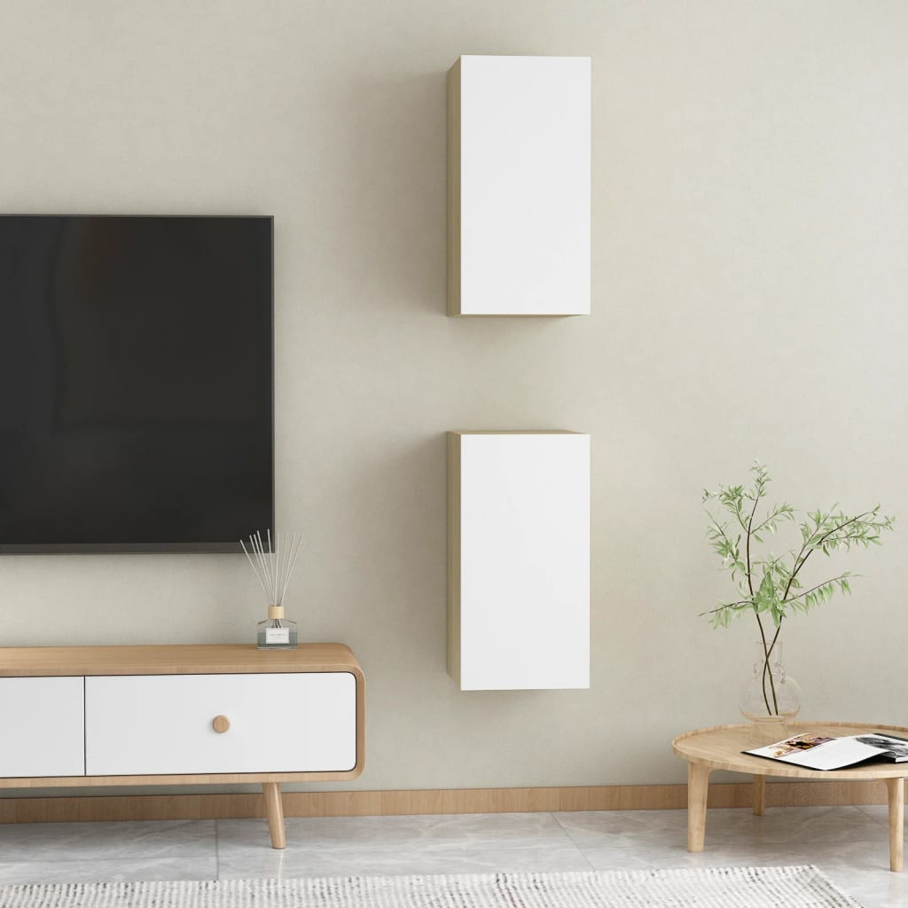 vidaXL TV ormarići 2 kom bijeli i boja hrasta 30,5 x 30 x 60 cm drveni